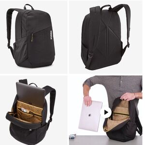 NWT Thule Notus Lightweight Black Laptop Backpack Padded 35-2007525 Co-branding